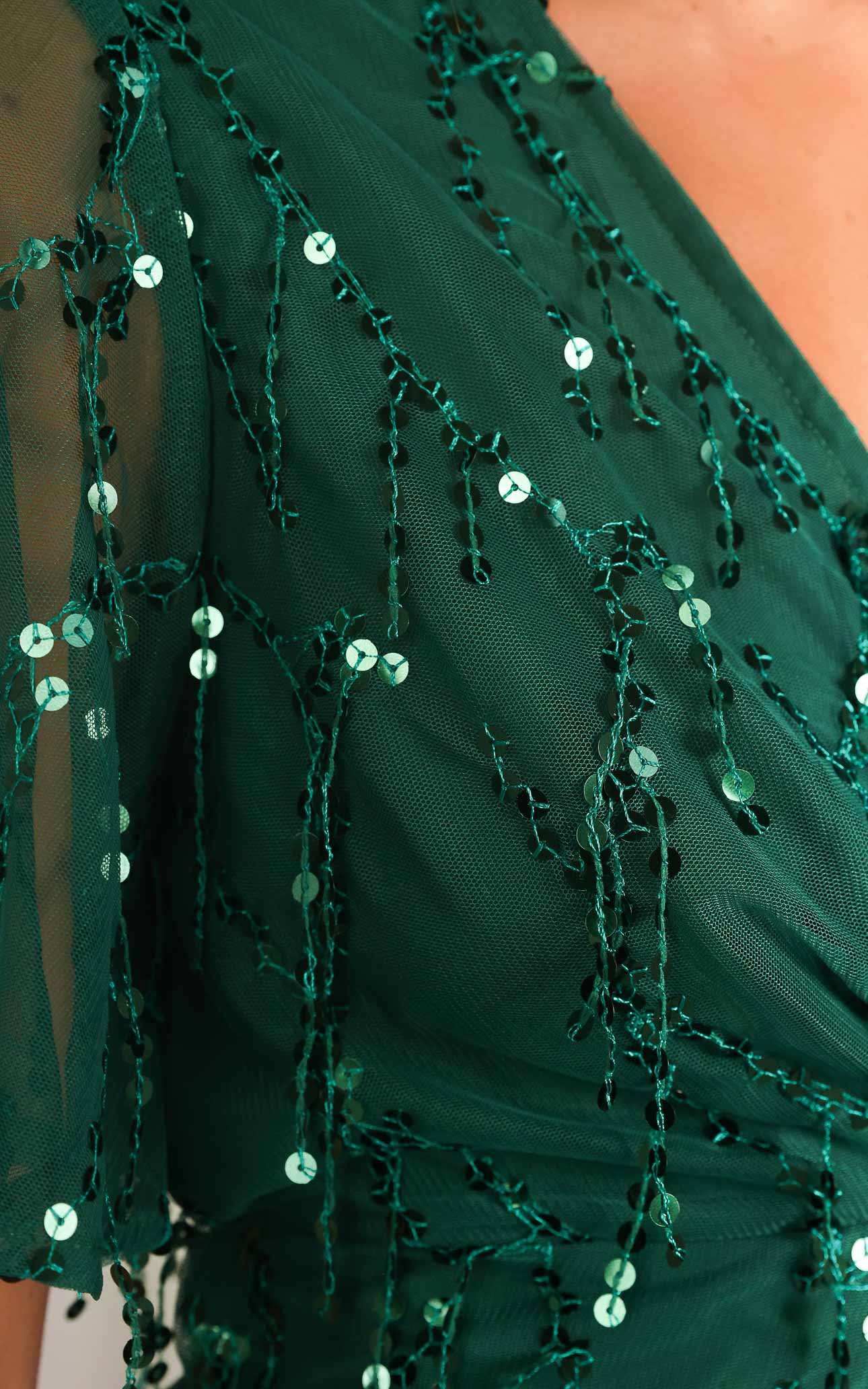 Fireworks Sequin Midi Dress - Emerald