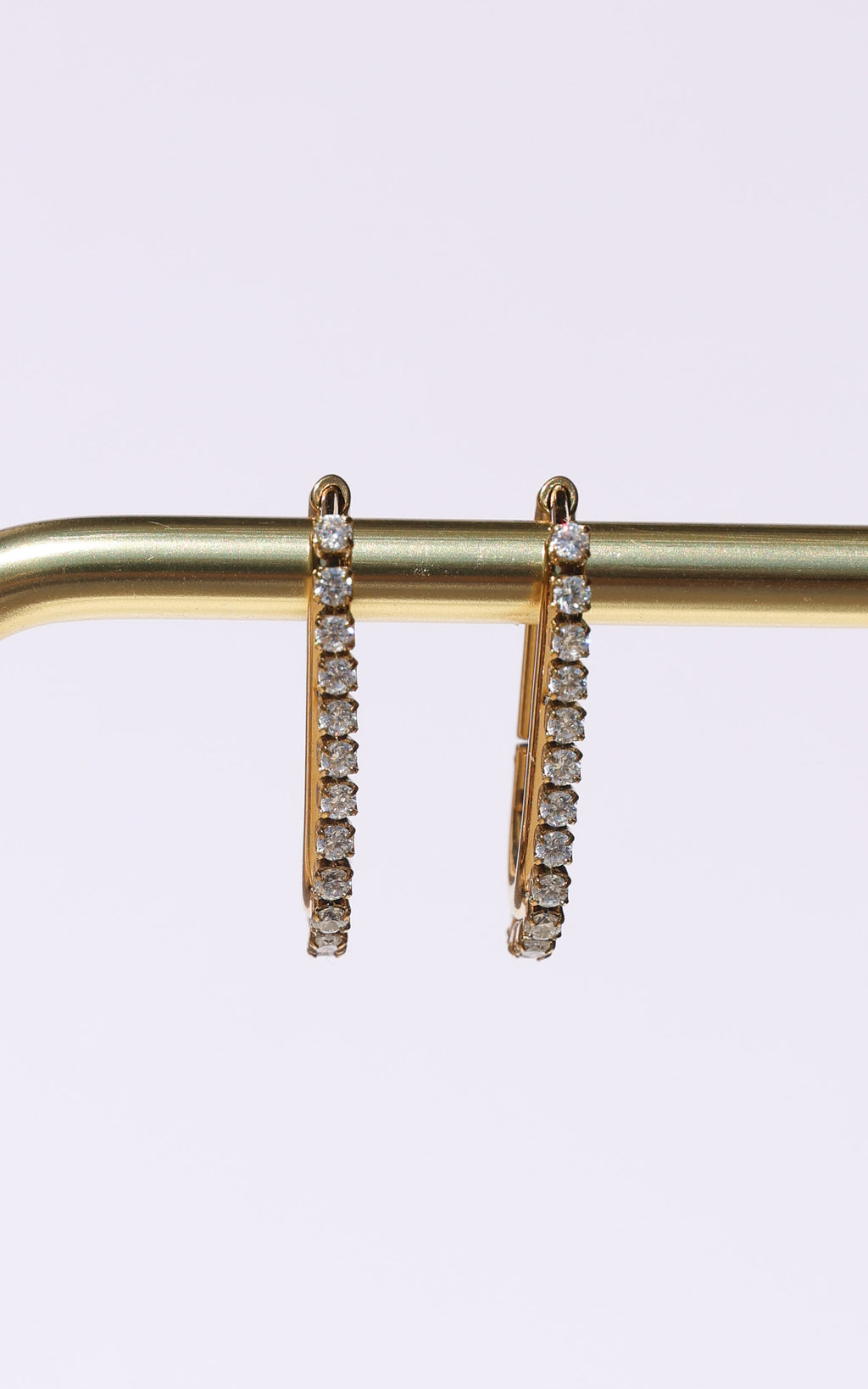 Thilynn Hoop Earrings - Gold Thin U Diamante