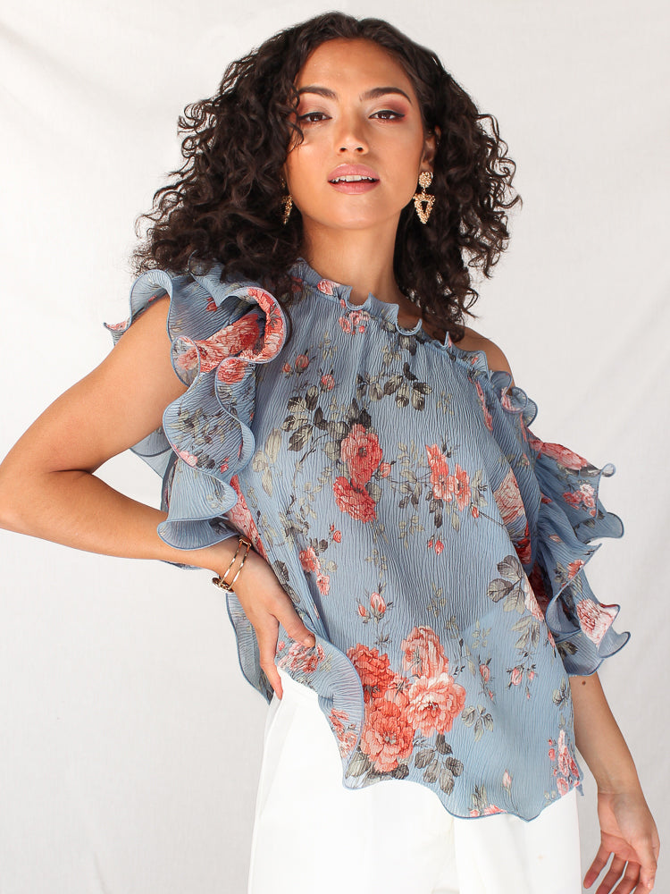 Florence Top - Blue Floral