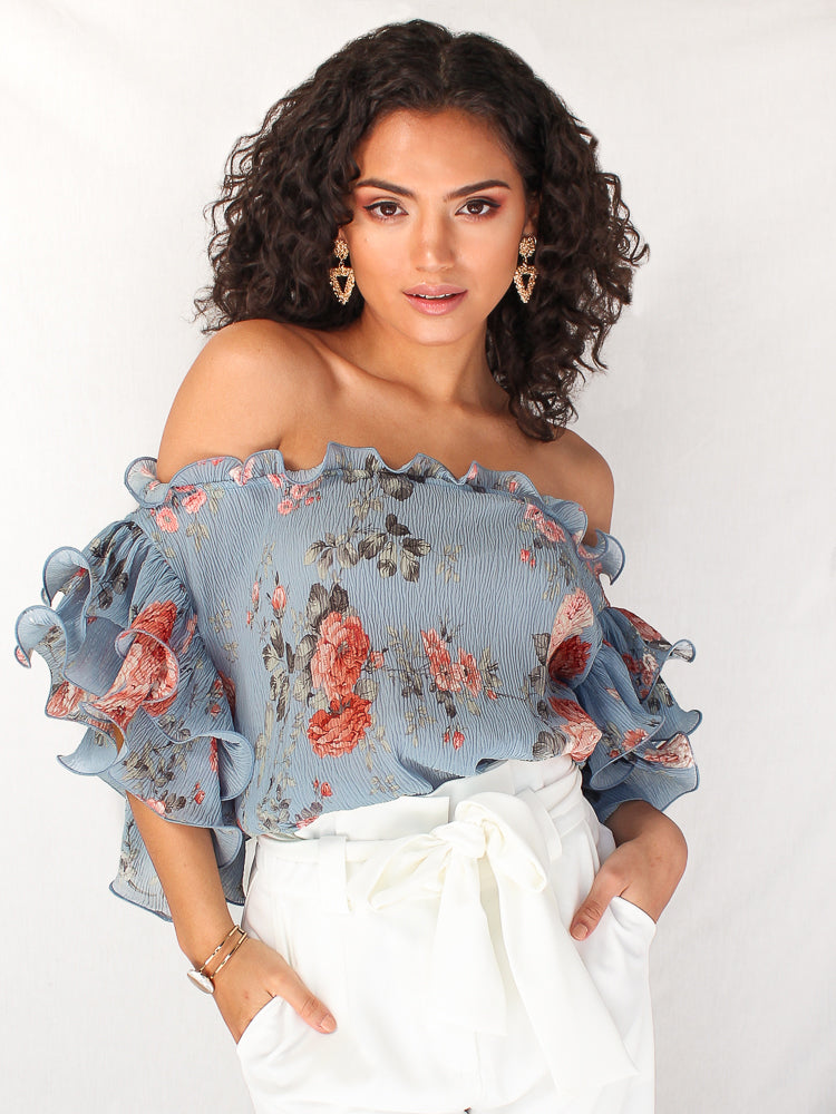 Florence Top - Blue Floral