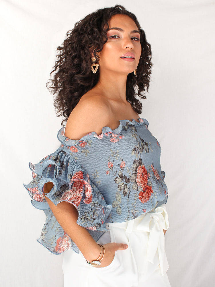 Florence Top - Blue Floral