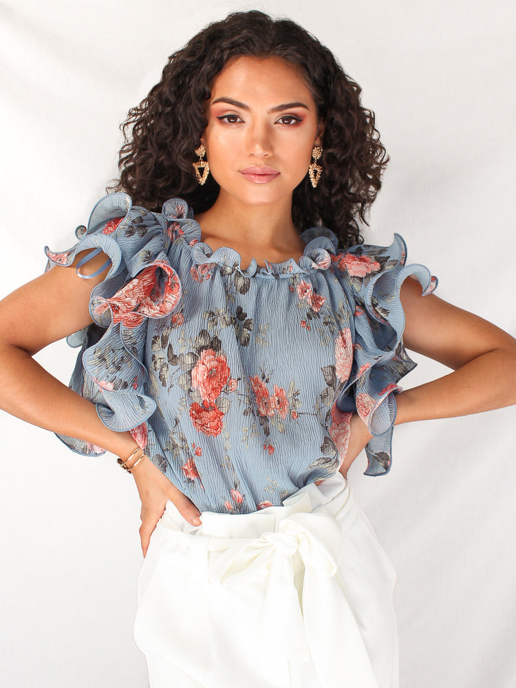Florence Top - Blue Floral