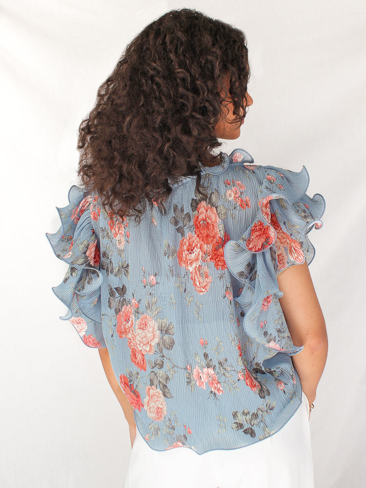Florence Top - Blue Floral
