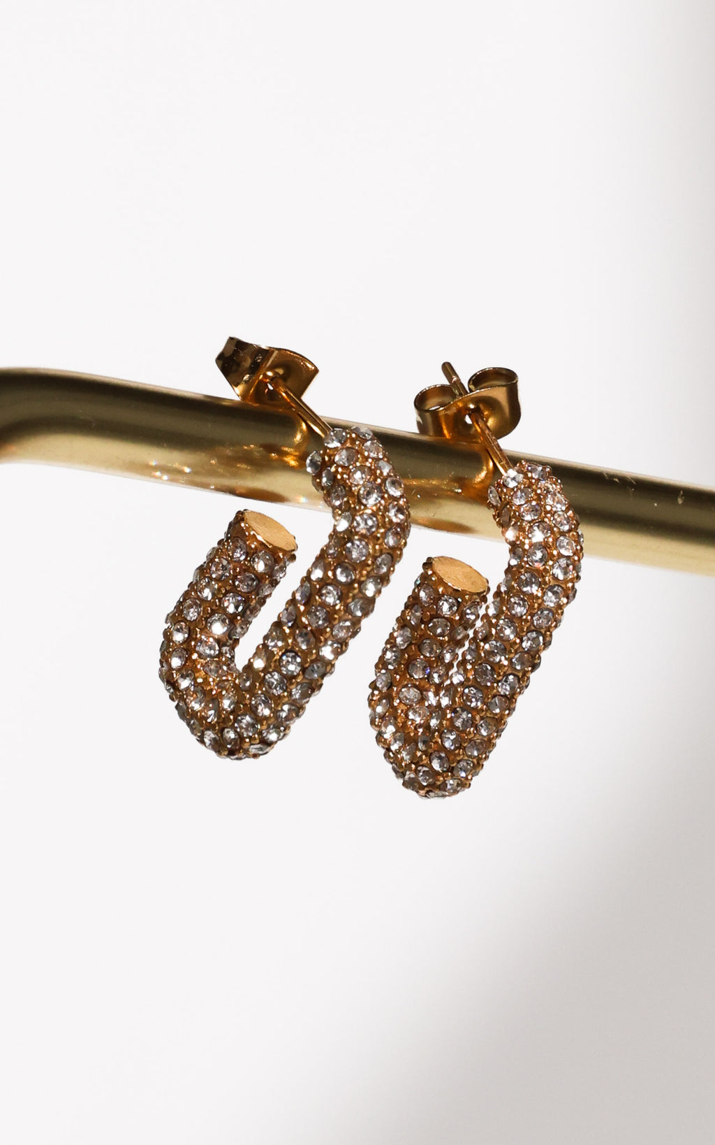 Forde Hoop Earrings - Gold G Diamante