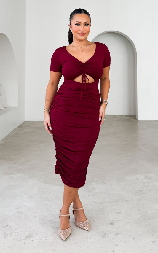 Frankie Short Sleeve Dress - Wine