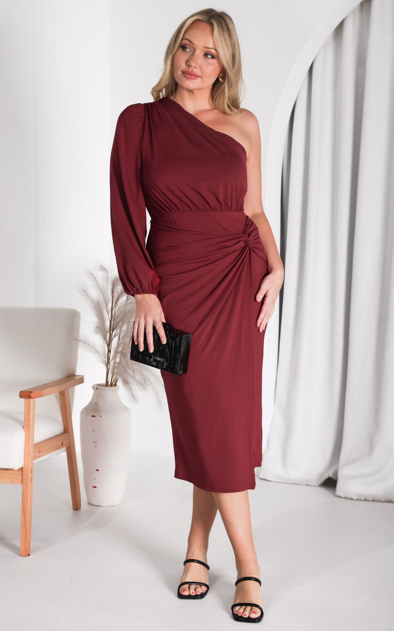 Frida Midi Dress - Wine