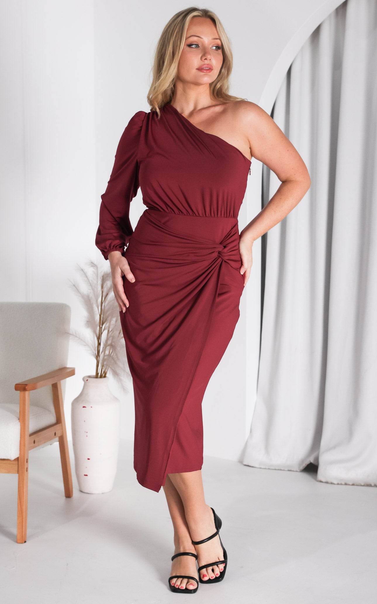 Frida Midi Dress - Wine