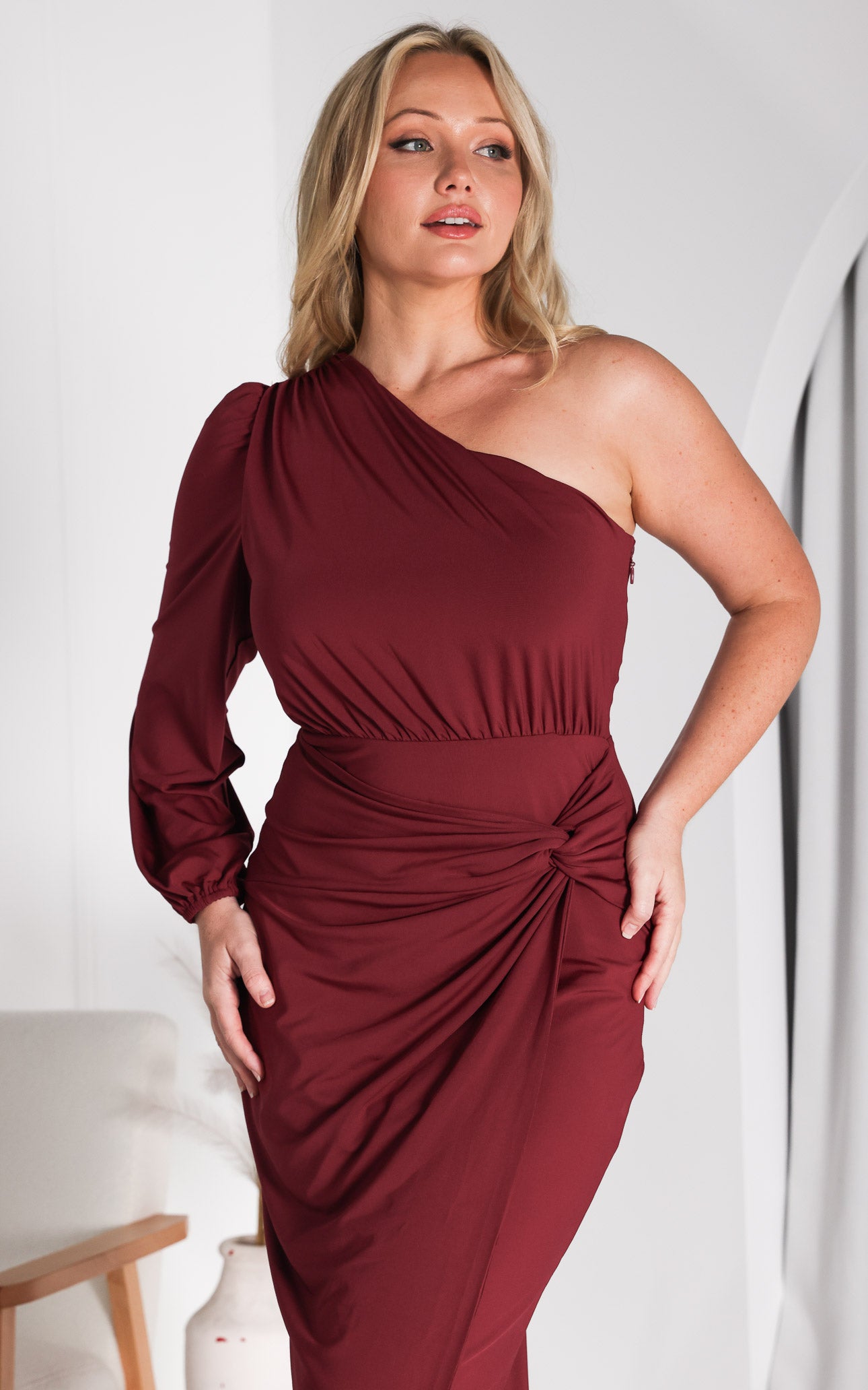 Frida Midi Dress - Wine