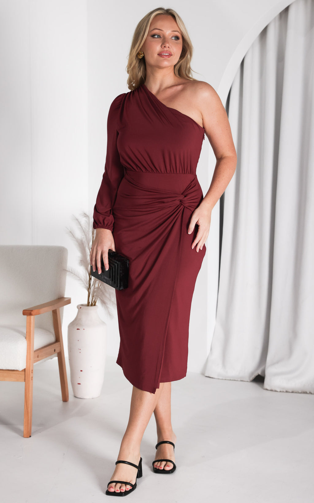 Frida Midi Dress - Wine