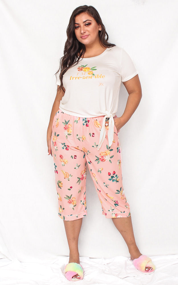 Sangria 3/4 Pj Pants - Pink Fruit