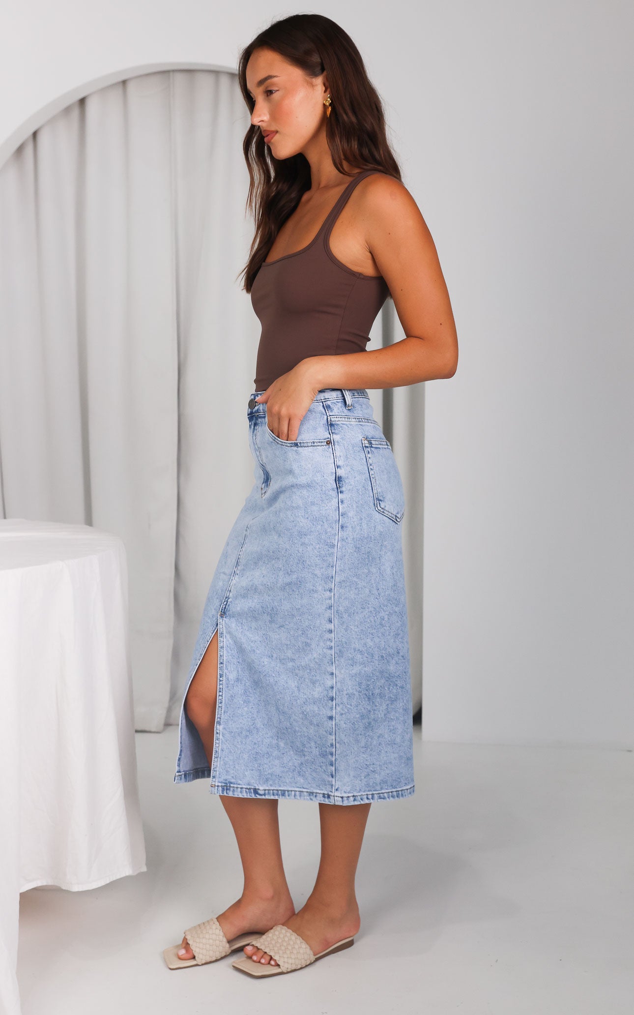 Garcia Denim Midi Skirt - Acid Wash