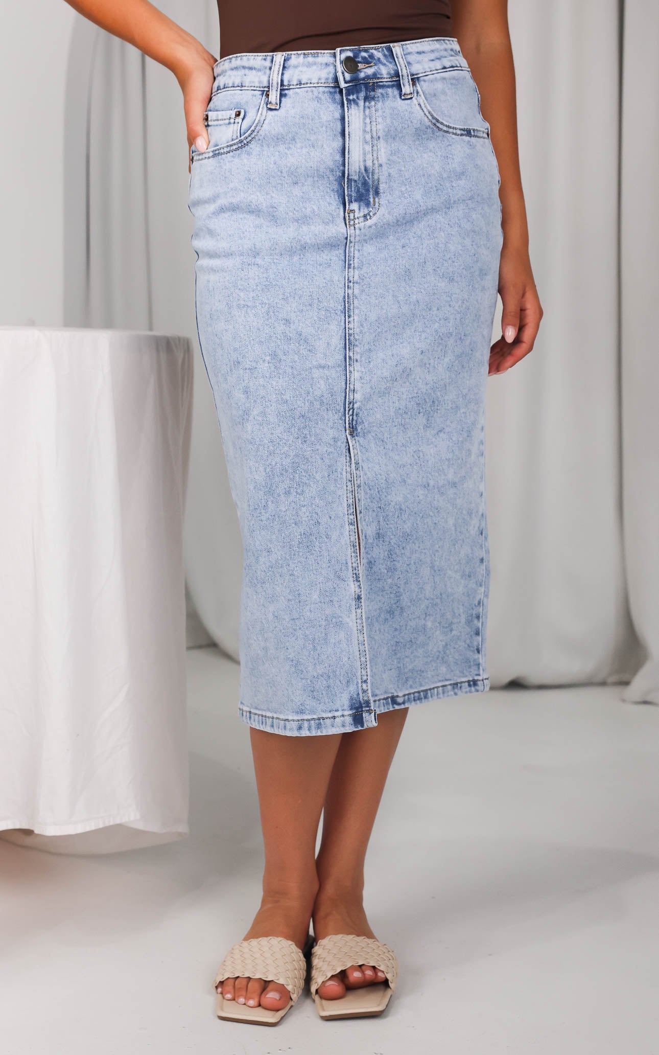 Garcia Denim Midi Skirt - Acid Wash