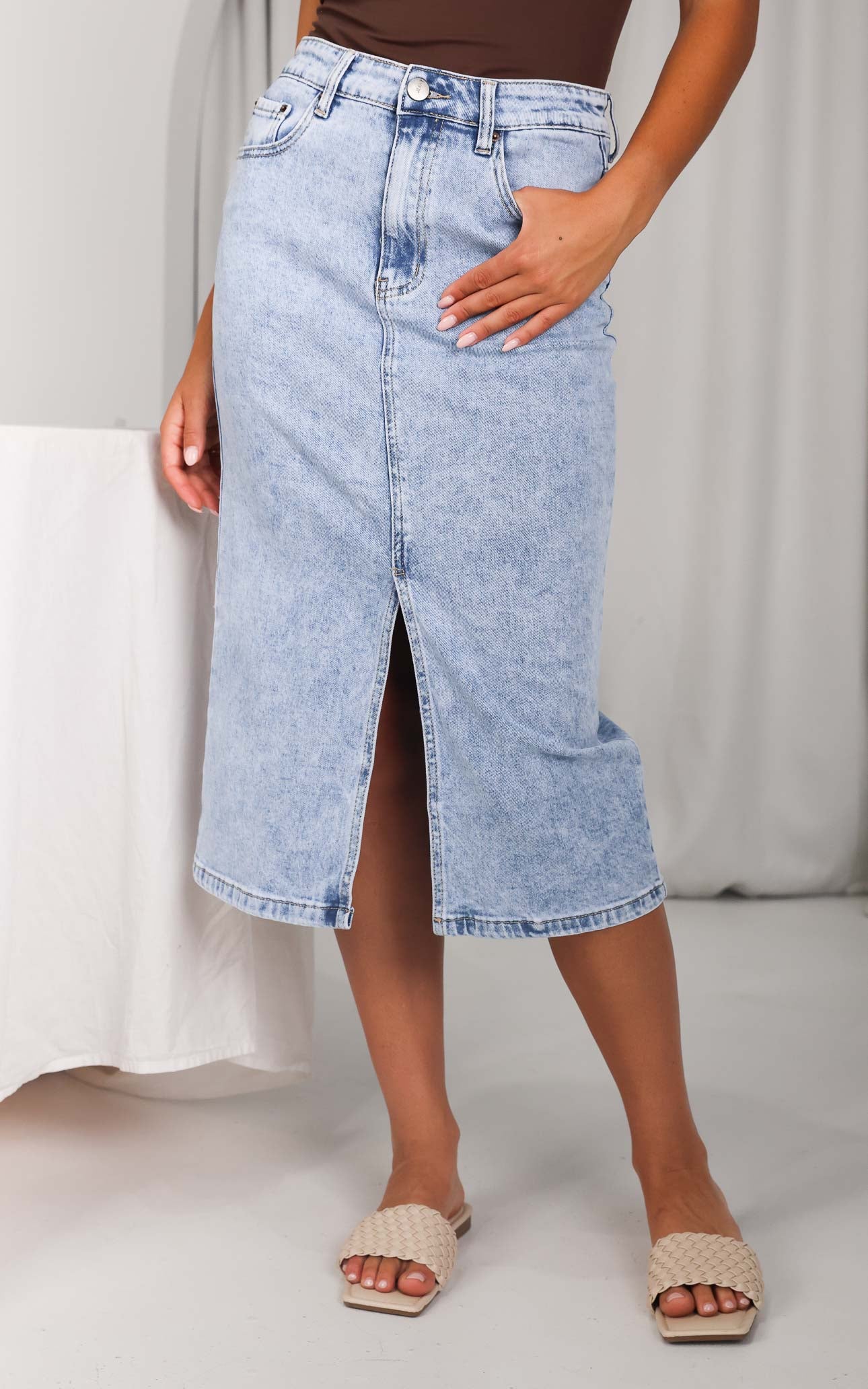 Garcia Denim Midi Skirt - Acid Wash