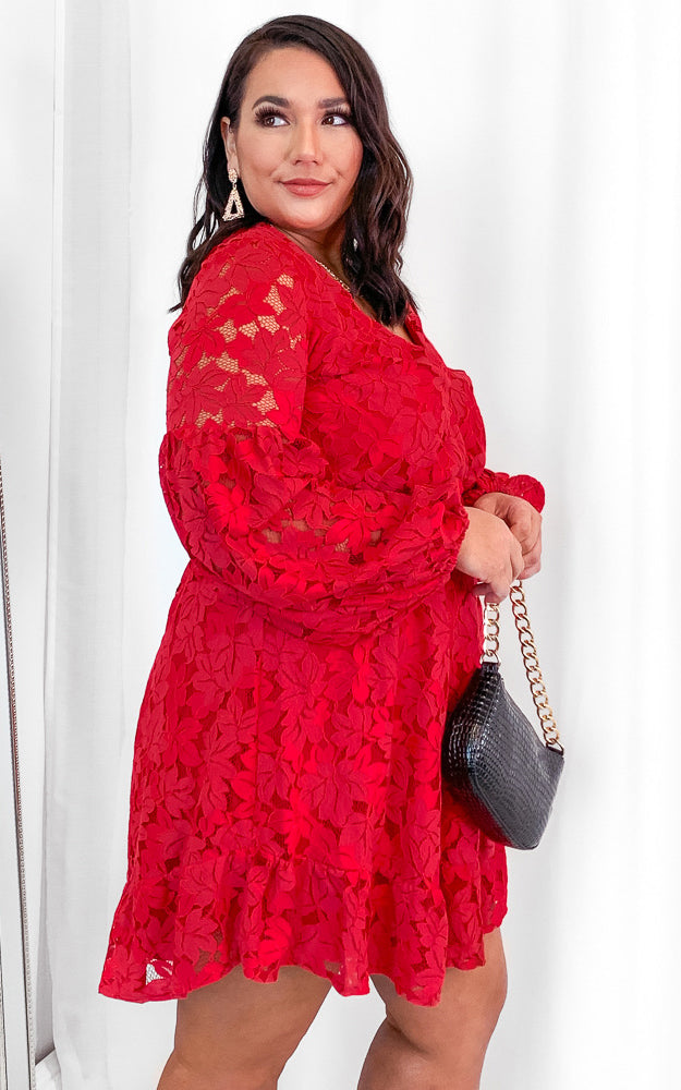 Gardenia Lace Dress - Red