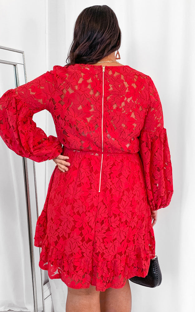 Gardenia Lace Dress - Red