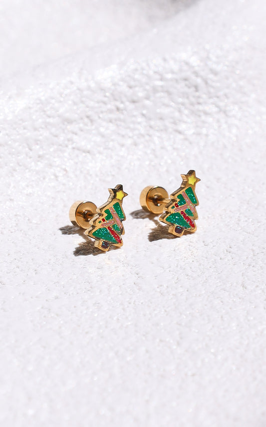 Garland Dainty Stud Earrings - Gold Tree