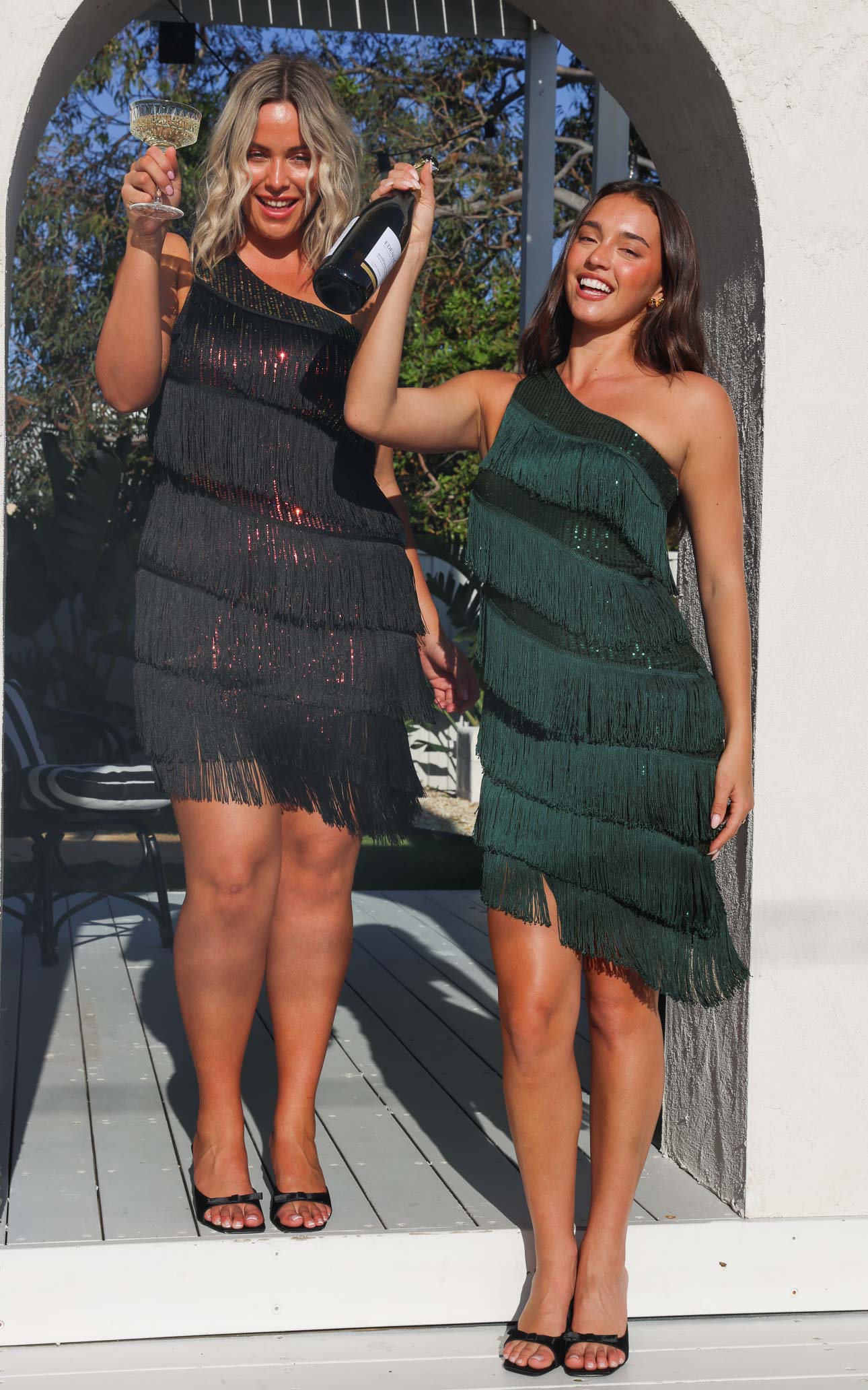 Gatsby Fringe Tassel Dress - Emerald Sequin
