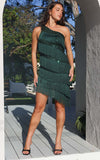 Gatsby Fringe Tassel Dress - Emerald Sequin