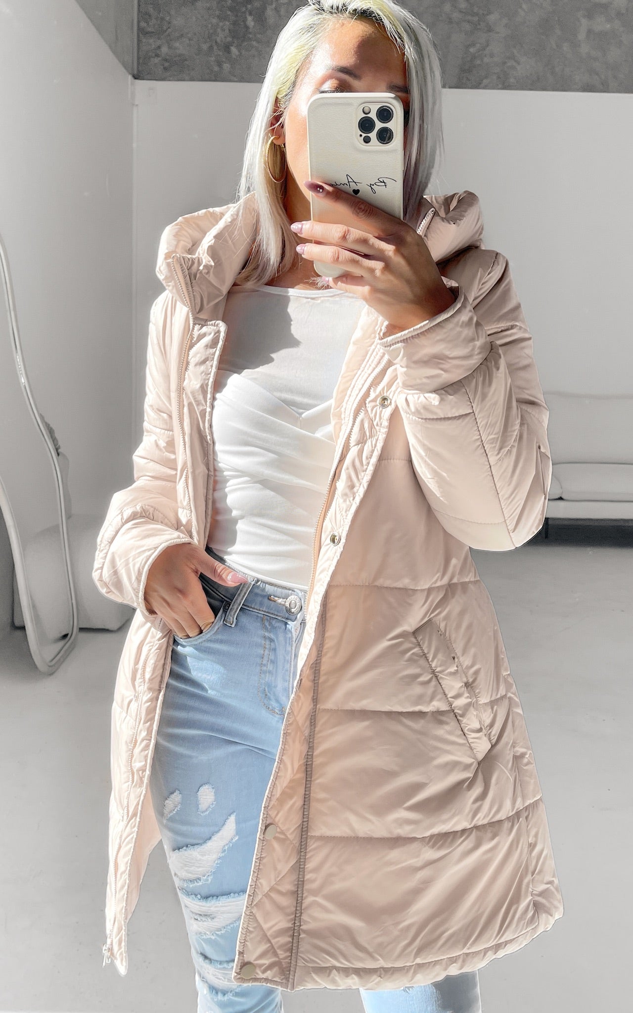 Genevieve Puffer Jacket - Latte Beige