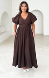 (PREORDER) Georgie Maxi Dress - Dark Brown