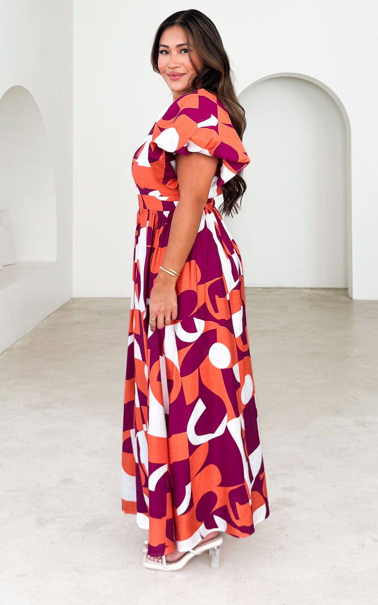 Georgie Maxi Dress - Plum Orange Print