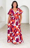 Georgie Maxi Dress - Plum Orange Print