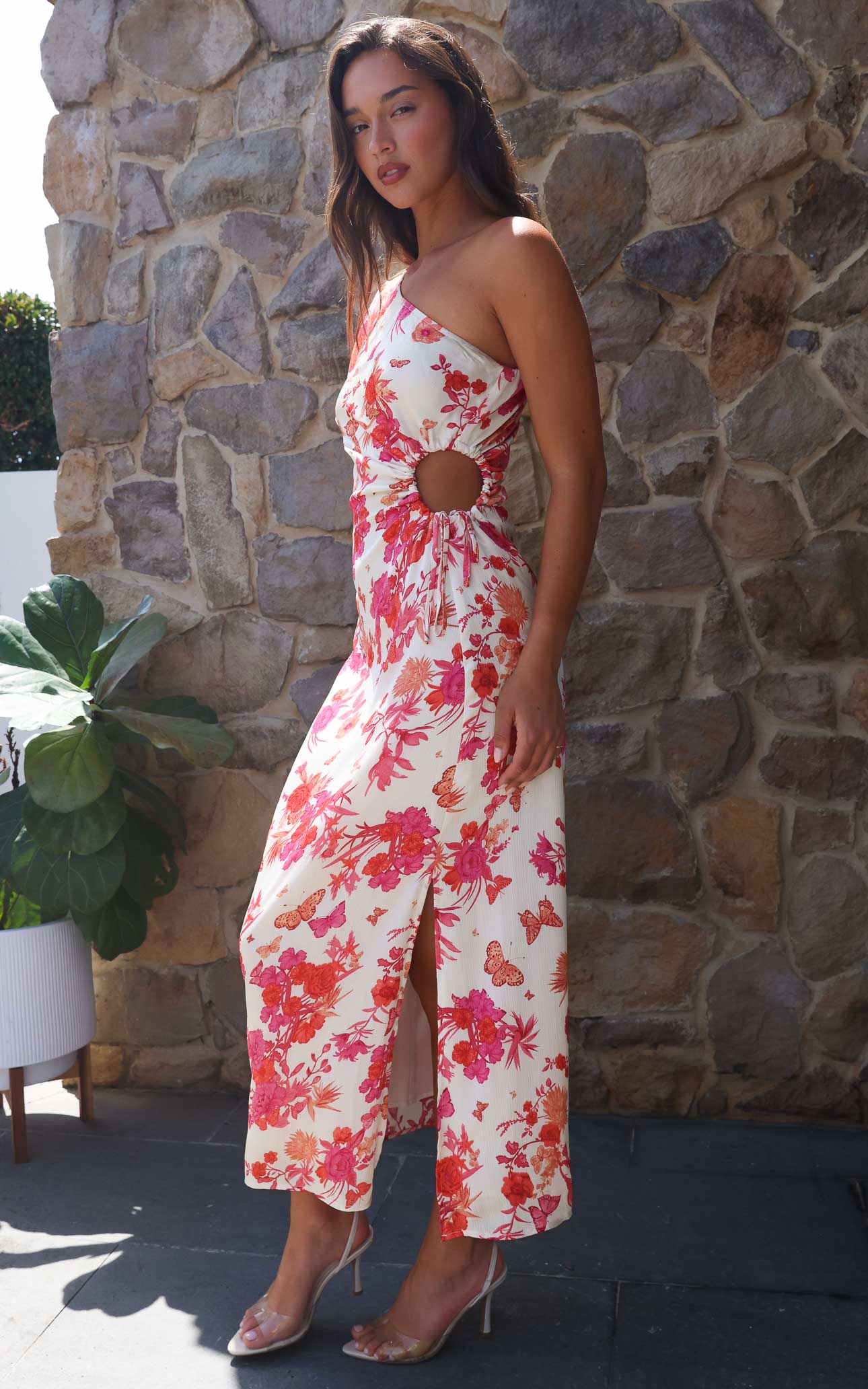 Gia Maxi Dress - Cream Pink Red Floral