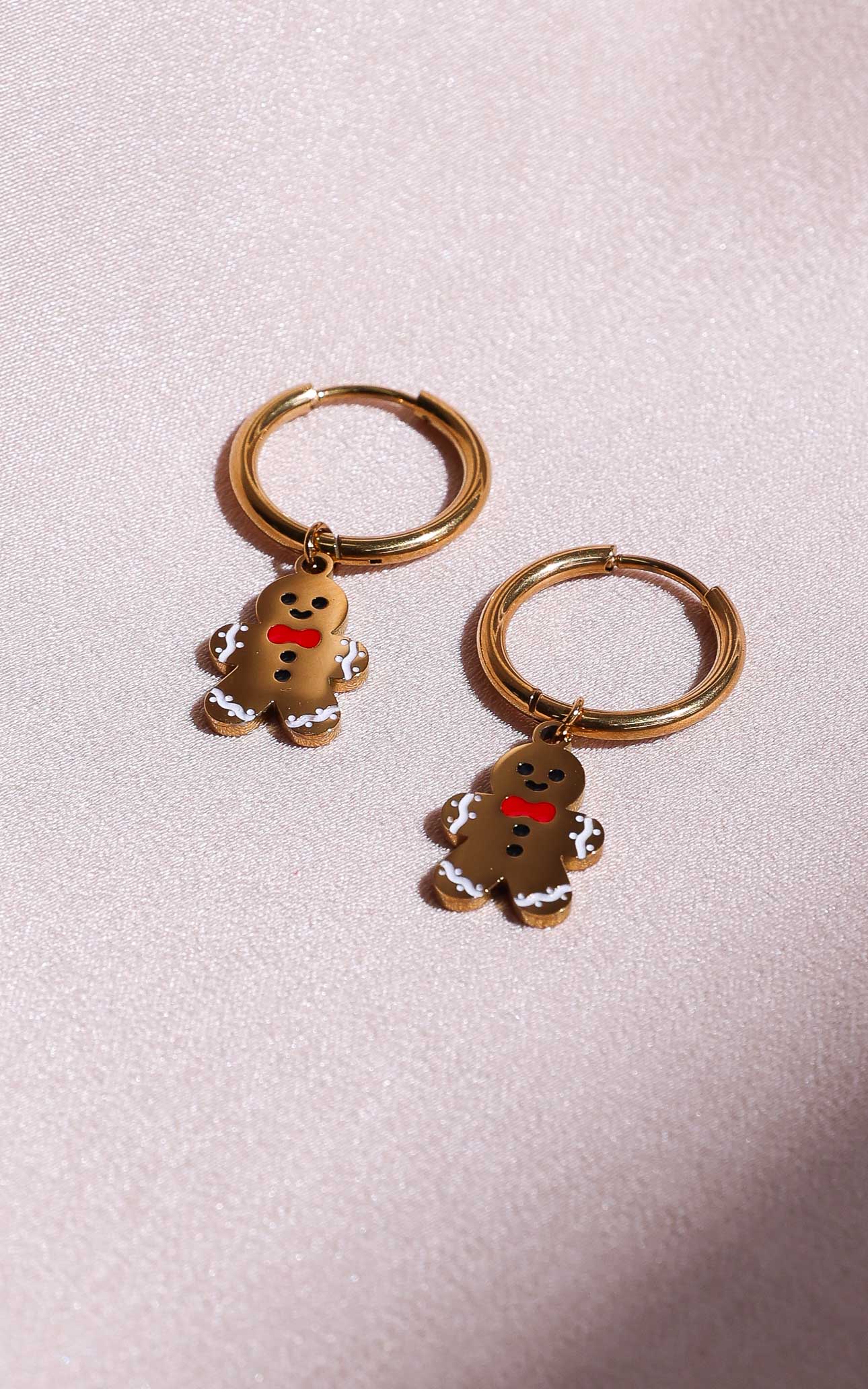 Gingy Hoop Charm Earrings - Gold Gingerbread