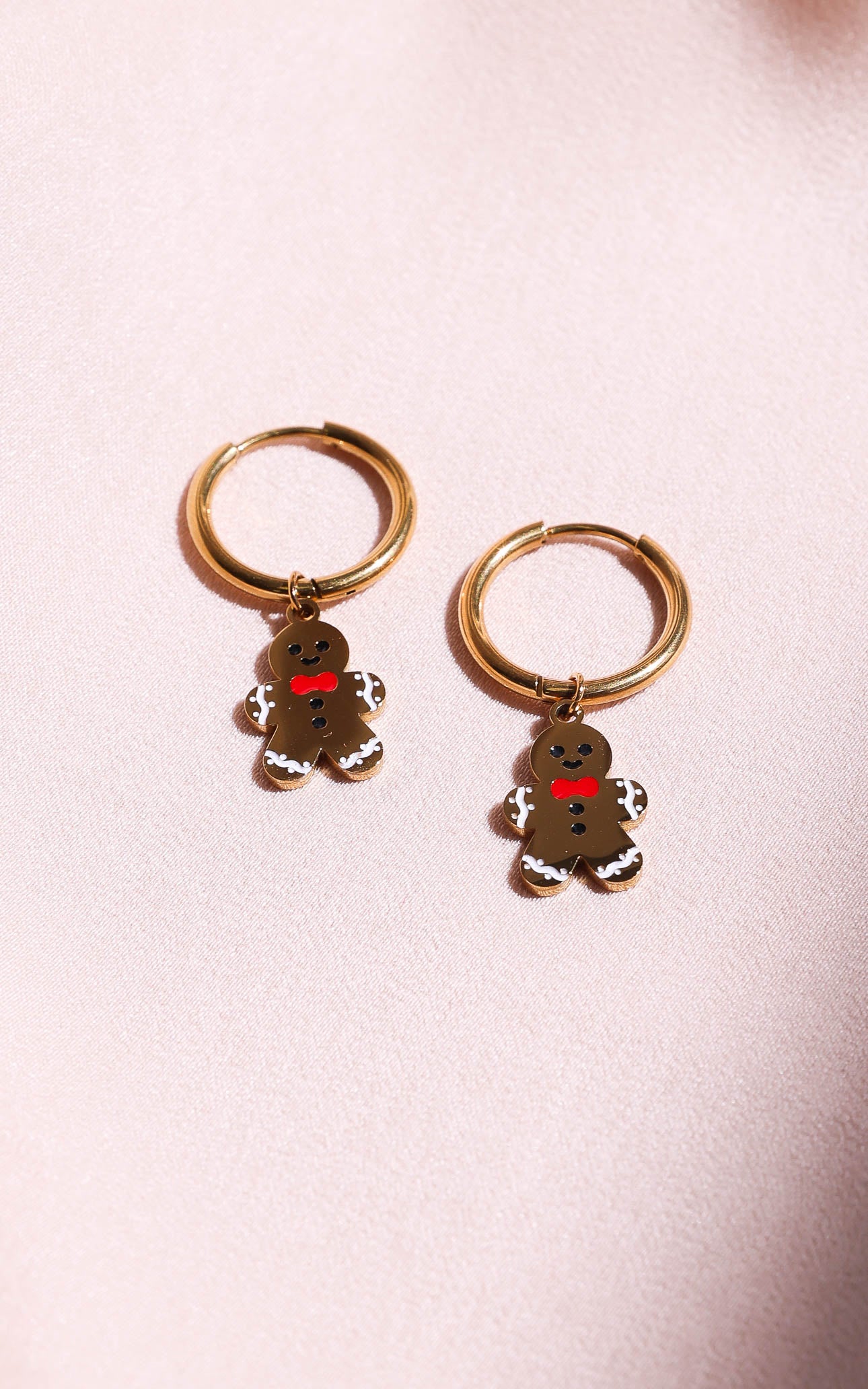 Gingy Hoop Charm Earrings - Gold Gingerbread