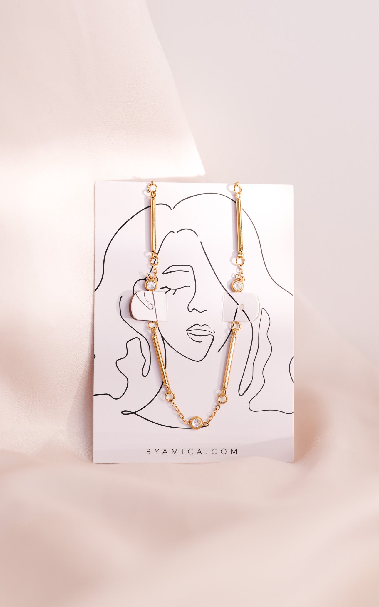 Ginnie Necklace - Gold Bar Diamante