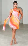 Giselle Dress - Orange Lilac Multi Print