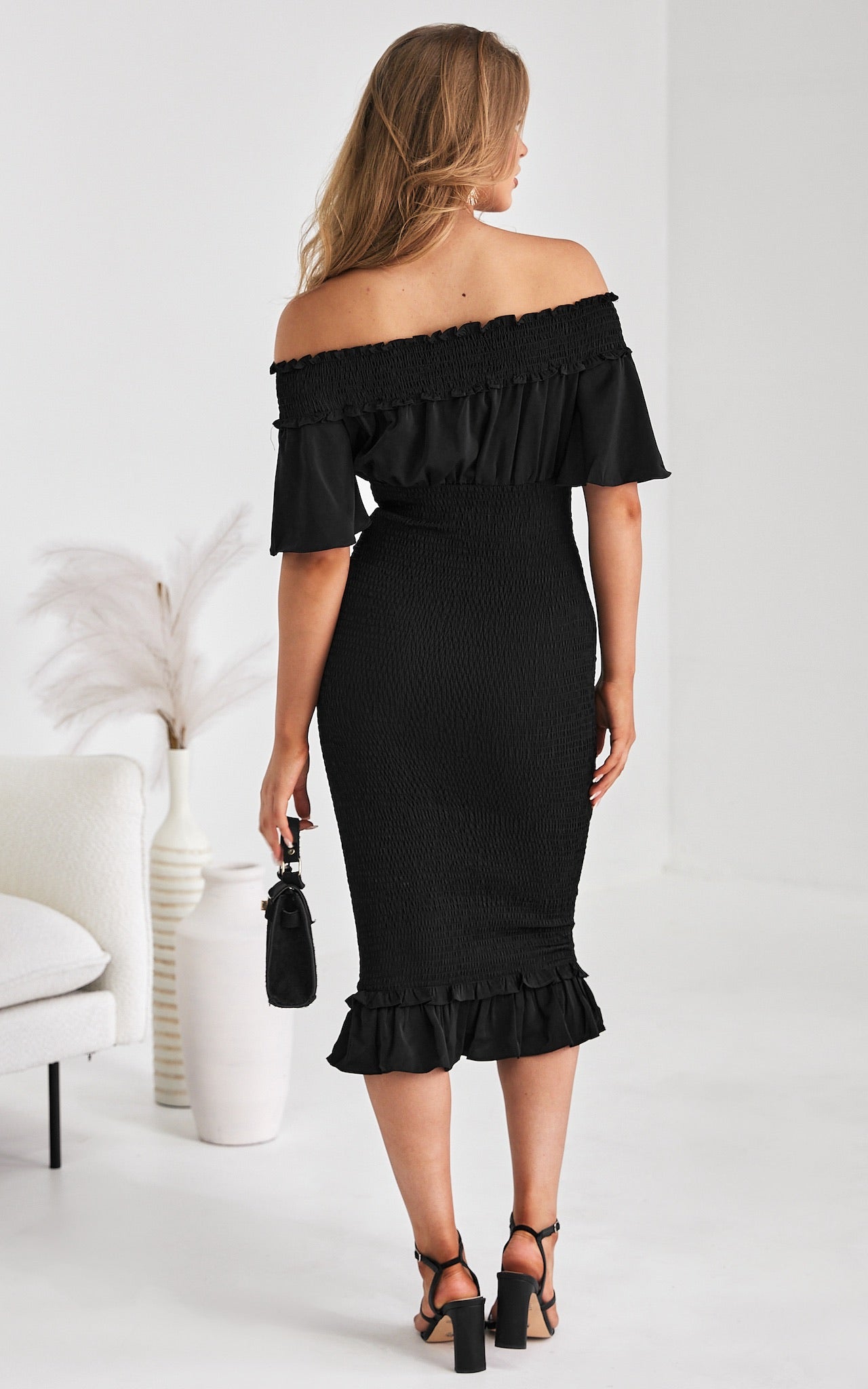 Gloria Midi Dress - Black