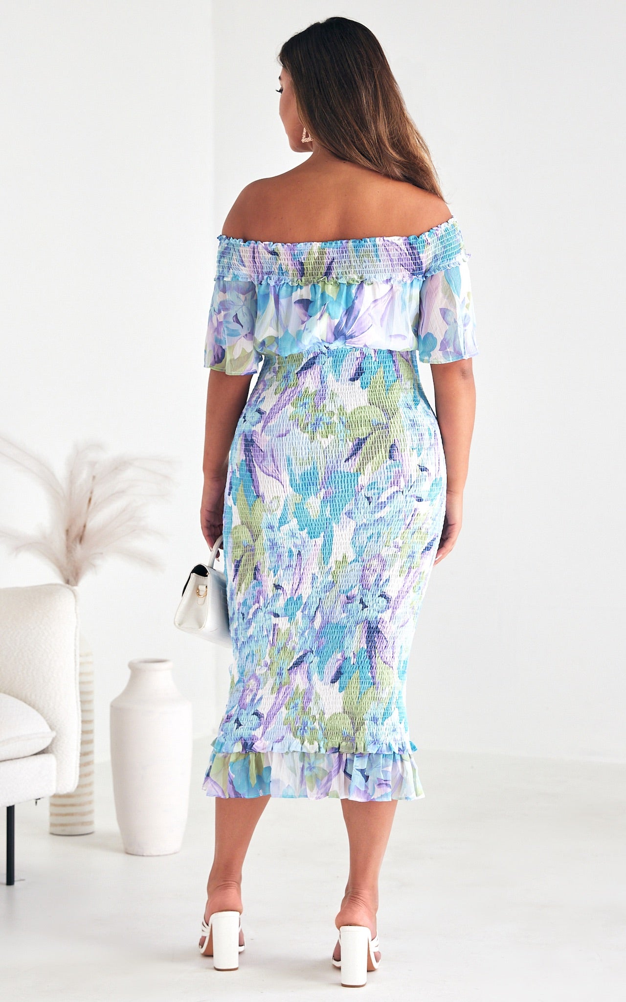 Gloria Midi Dress - Blue Lilac Multi Floral