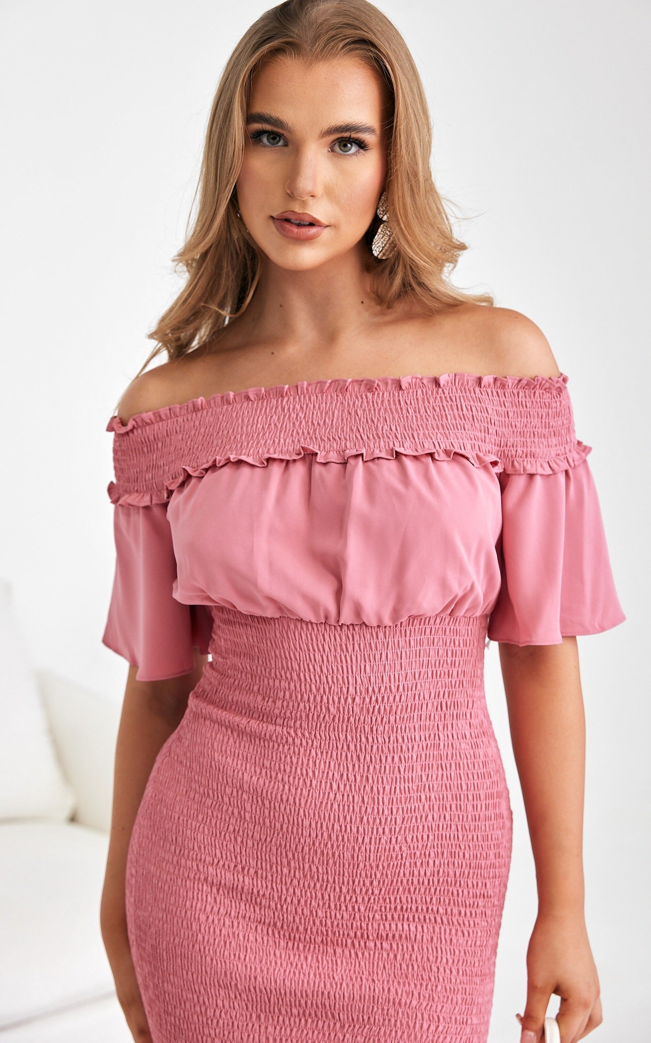 Gloria Midi Dress - Rose Pink