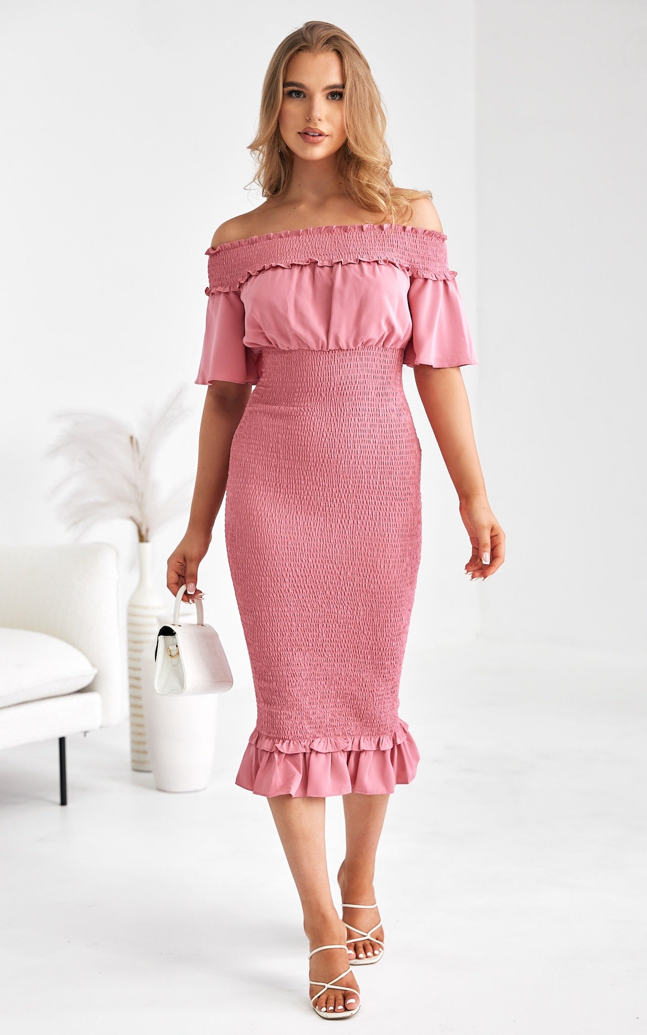 Gloria Midi Dress - Rose Pink