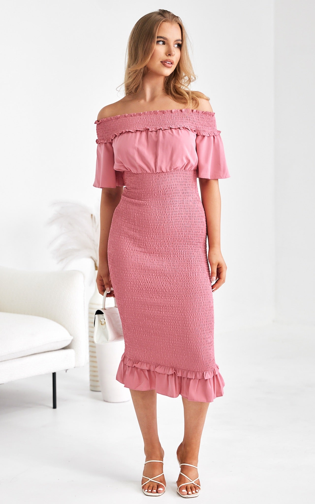 Gloria Midi Dress - Rose Pink