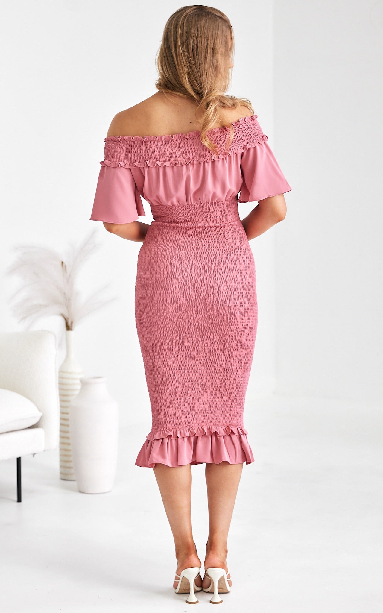 Gloria Midi Dress - Rose Pink