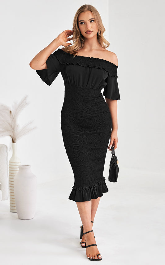 Gloria Midi Dress - Black