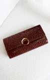 Gretta Croc Texture Clutch Bag - Coffee Brown