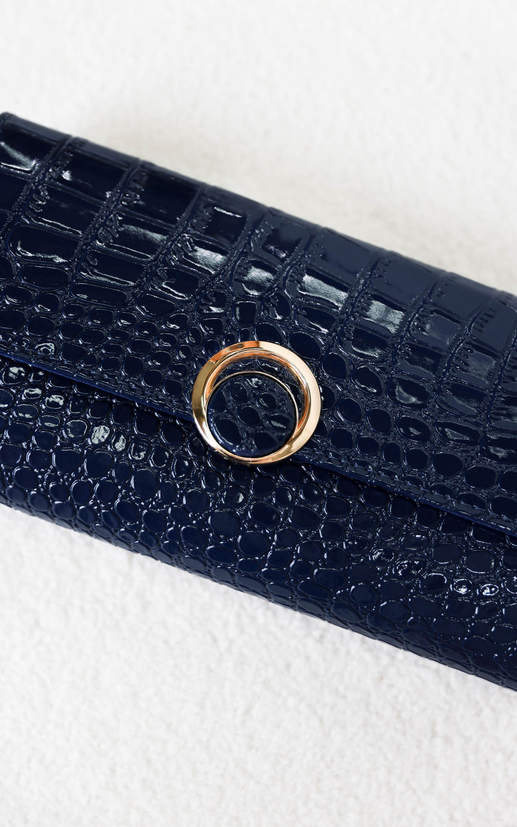 Gretta Croc Texture Clutch Bag - Blue Navy