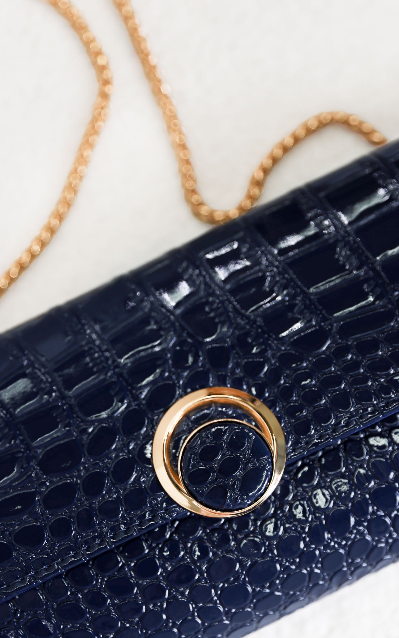 Gretta Croc Texture Clutch Bag - Blue Navy