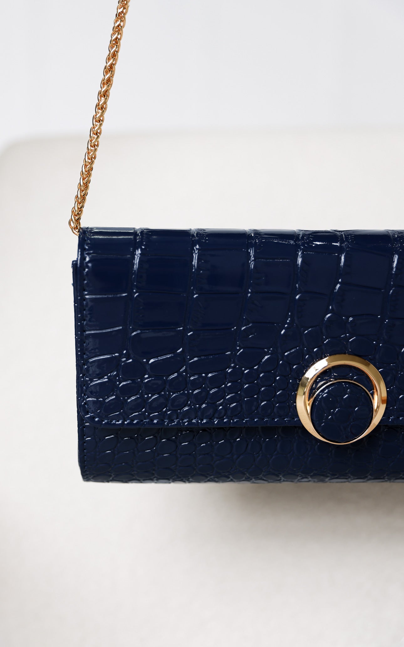 Gretta Croc Texture Clutch Bag - Blue Navy