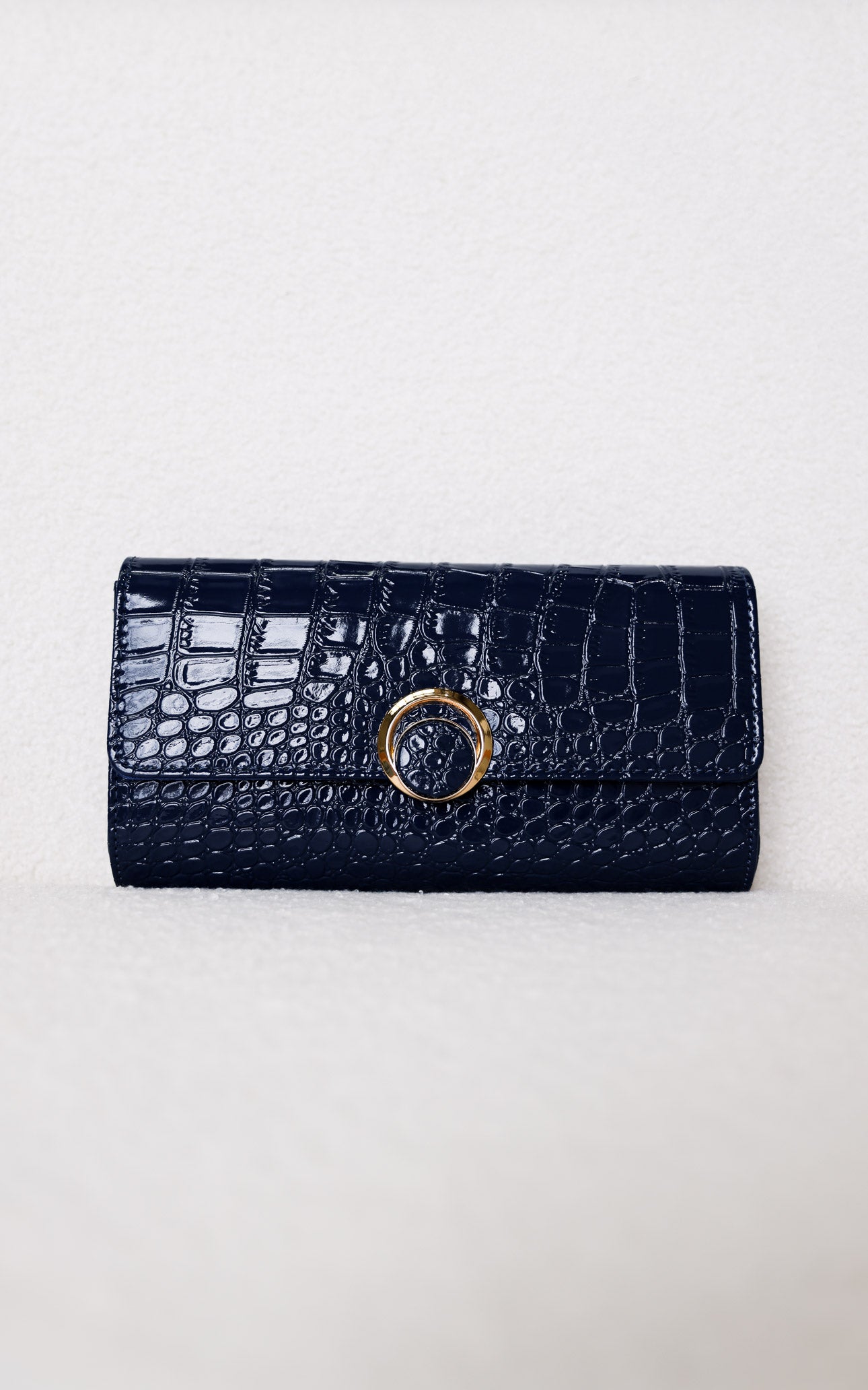 Gretta Croc Texture Clutch Bag - Blue Navy