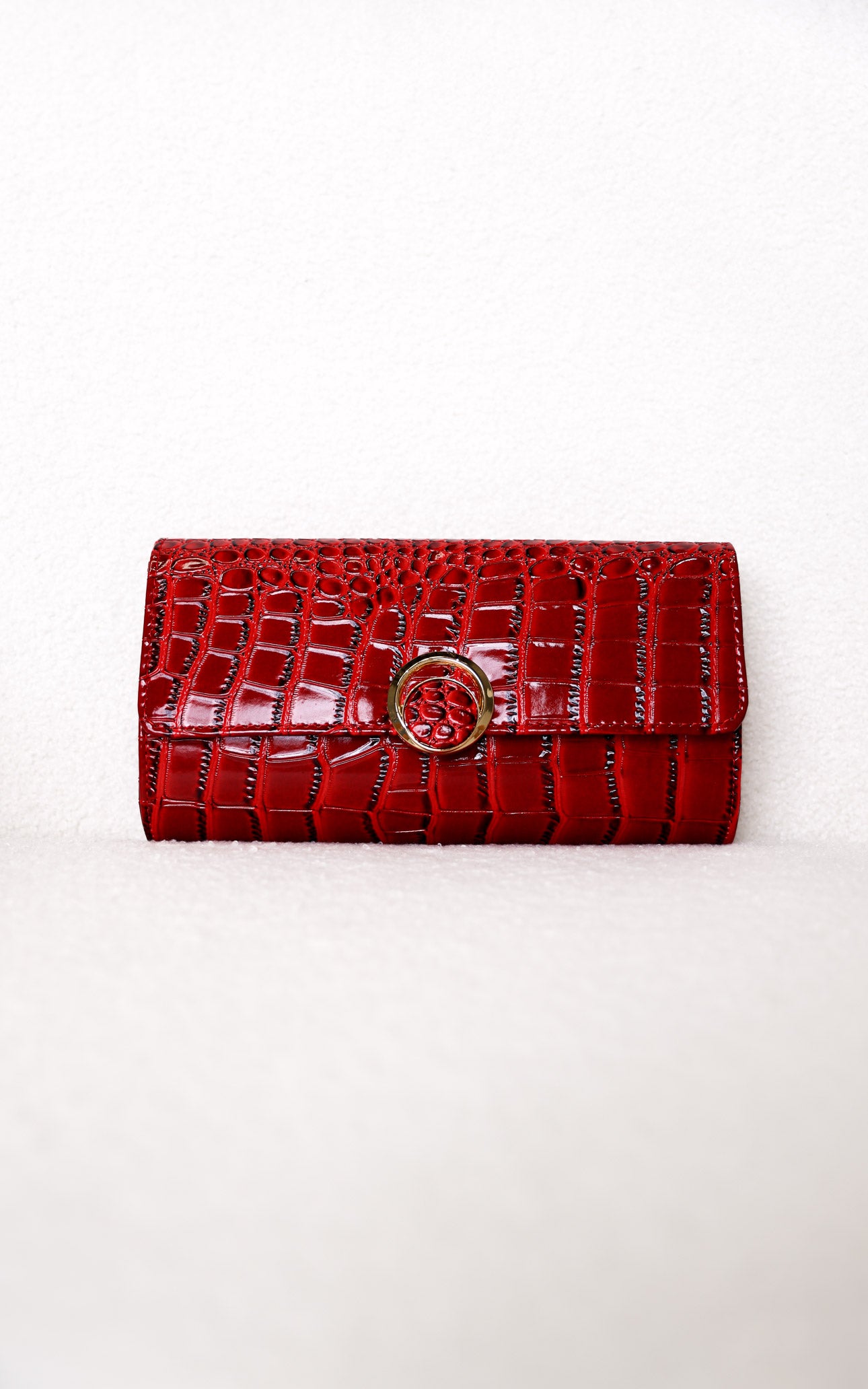 Gretta Croc Texture Clutch Bag - Red