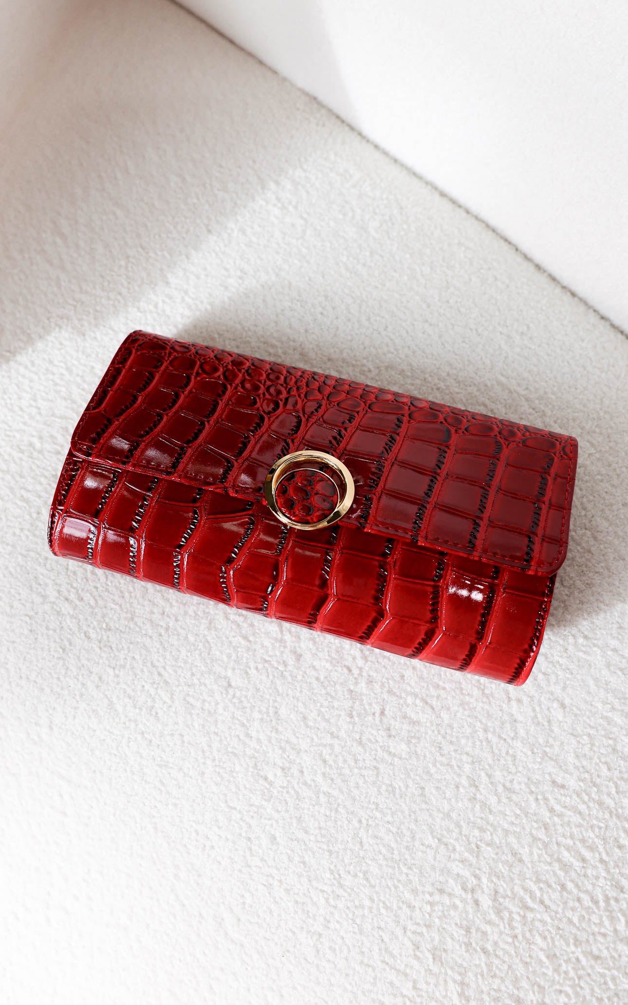 Gretta Croc Texture Clutch Bag - Red