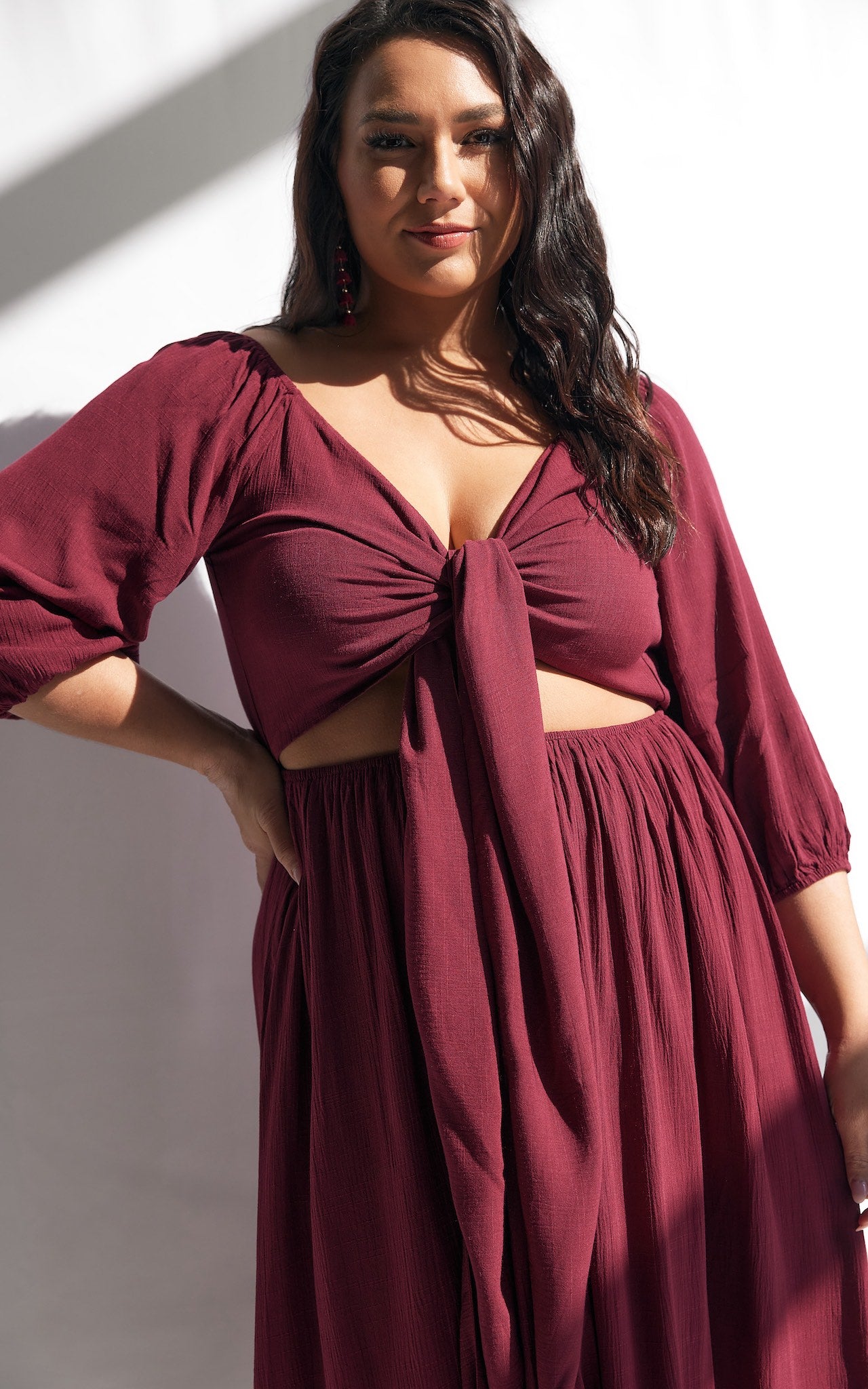 Gweneth Midi Dress - Wine