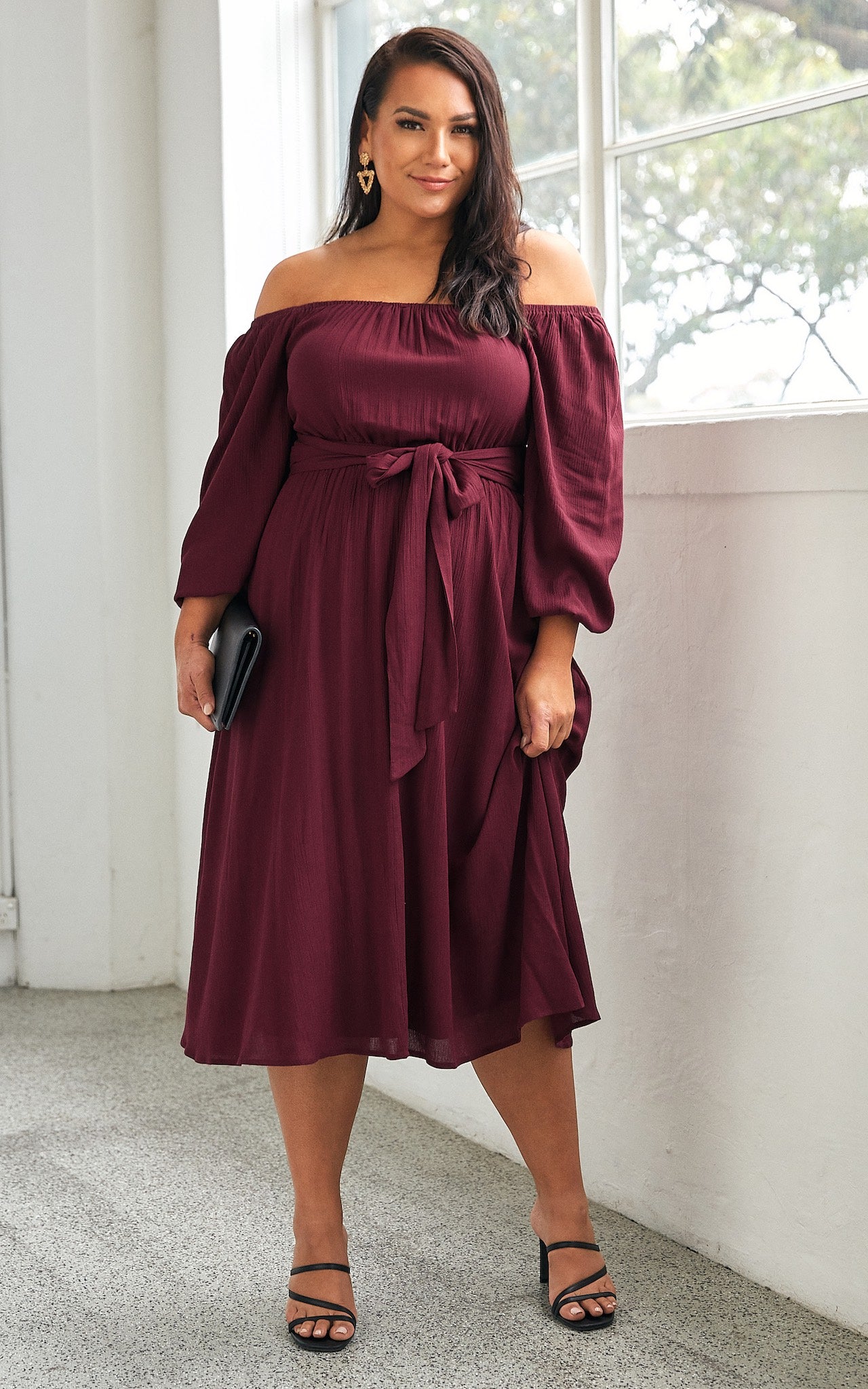 Gweneth Midi Dress - Wine