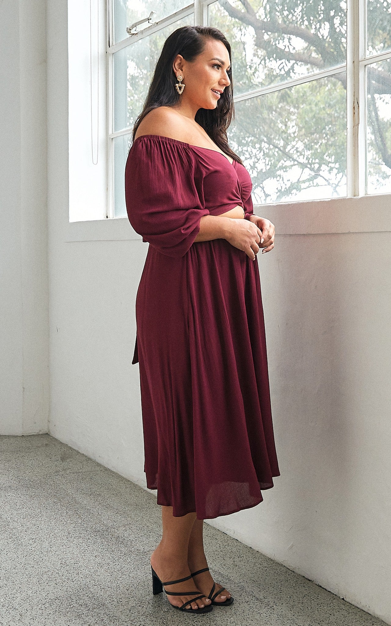 Gweneth Midi Dress - Wine