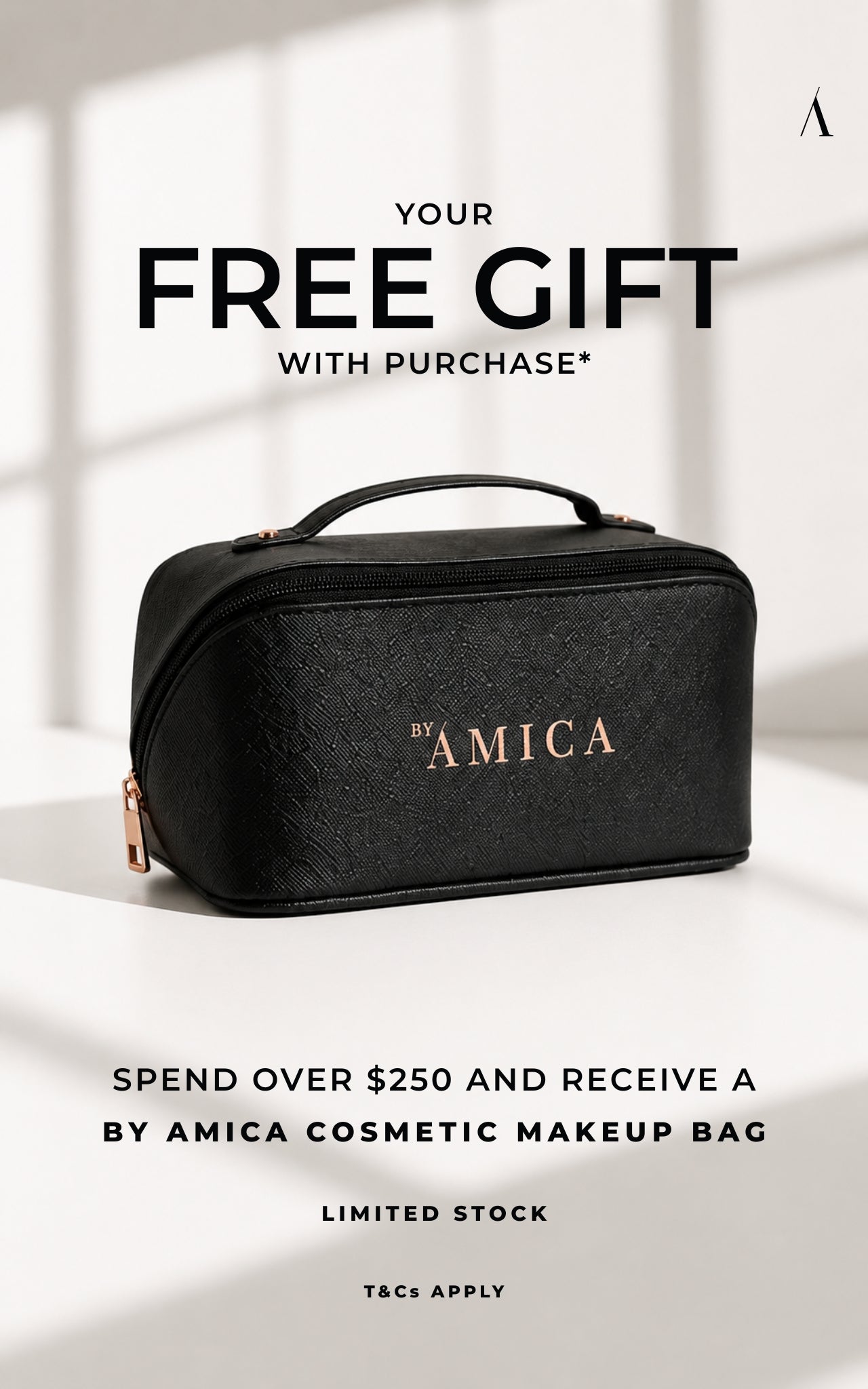 By Amica Cosmetic Makeup Bag - Black (Gift With Purchase)