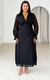 Gabbie Long Sleeve Maxi Dress - Black Floral Texture